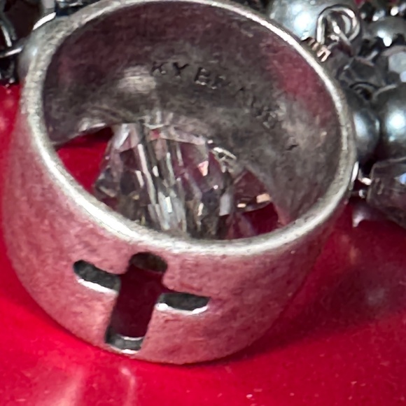 KY Brand Silvertone Hollow Cross Band Ring - Picture 6 of 7